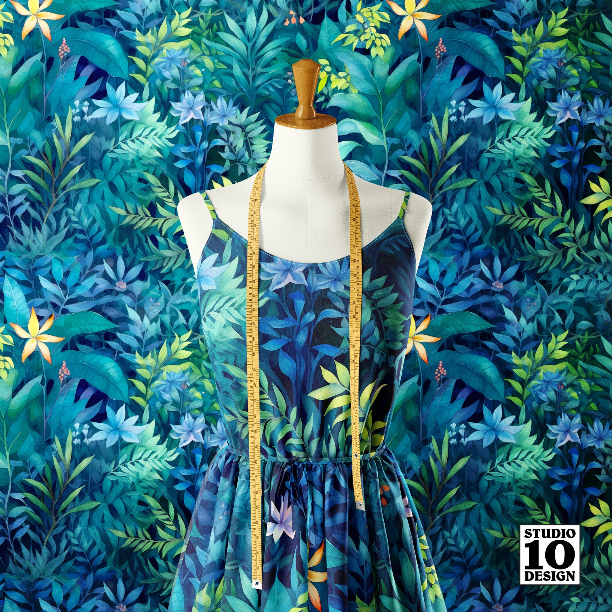 Tropical Jungle (Night 2) Printed Fabric by Studio Ten Design