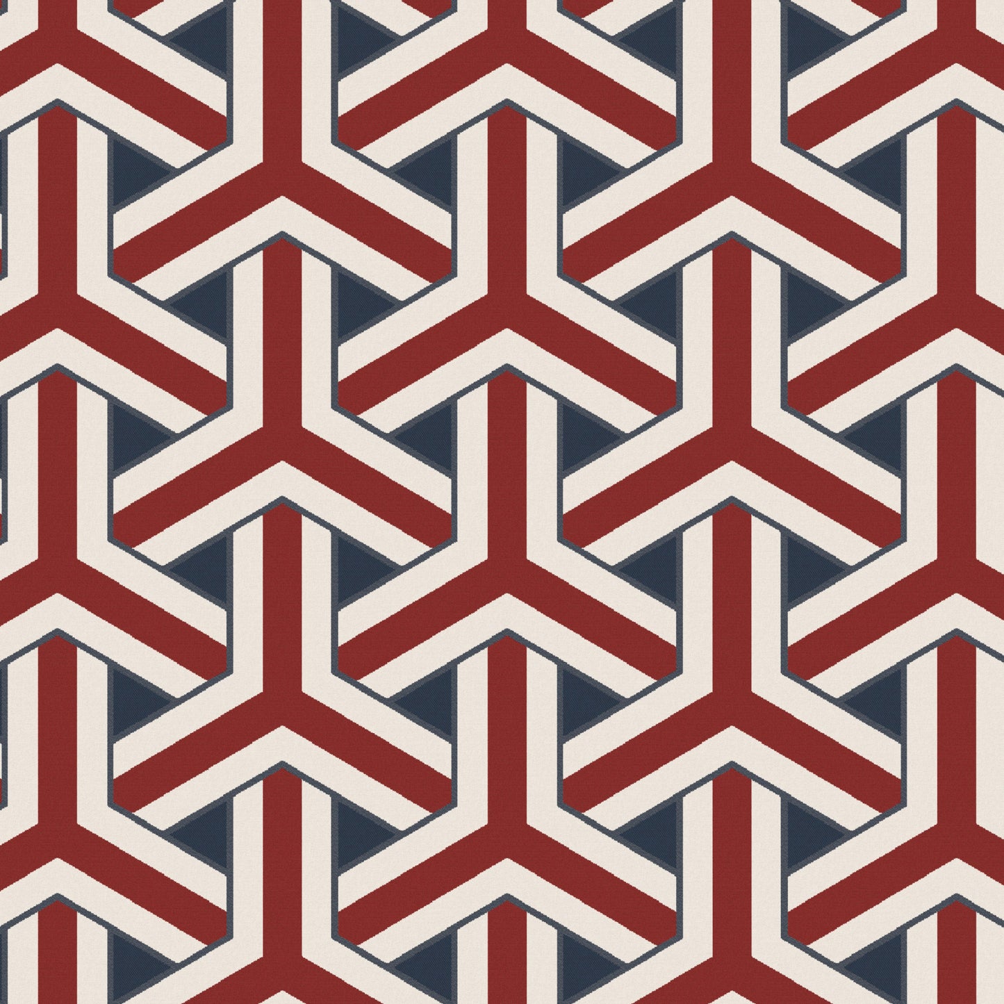 Geometric Y Jacquard Fabric - Patriotic Multi