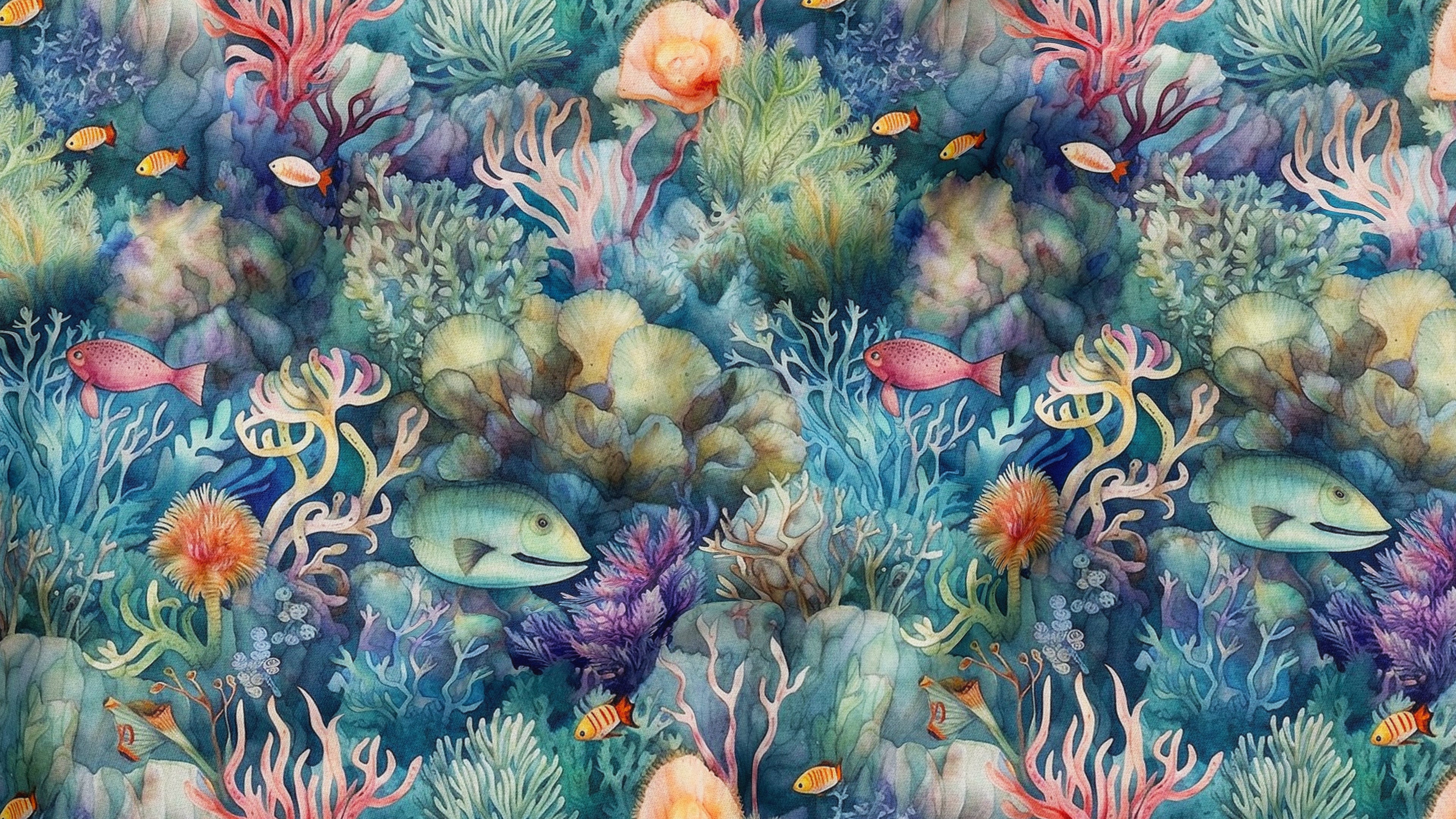 Luminous Seascape Watercolor Reef