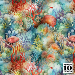 Watercolor Coral Reef (Light) Fabric