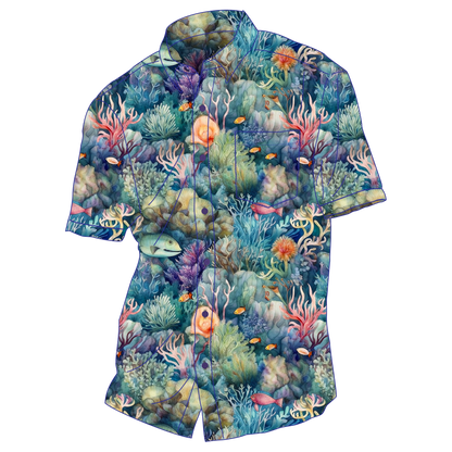 Watercolor Coral Reef Printed Fabric by Studio Ten Design