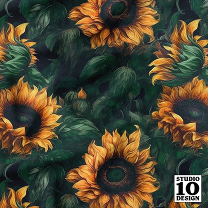 Watercolor Sunflowers (Lush) Printed Fabric by Studio Ten Design