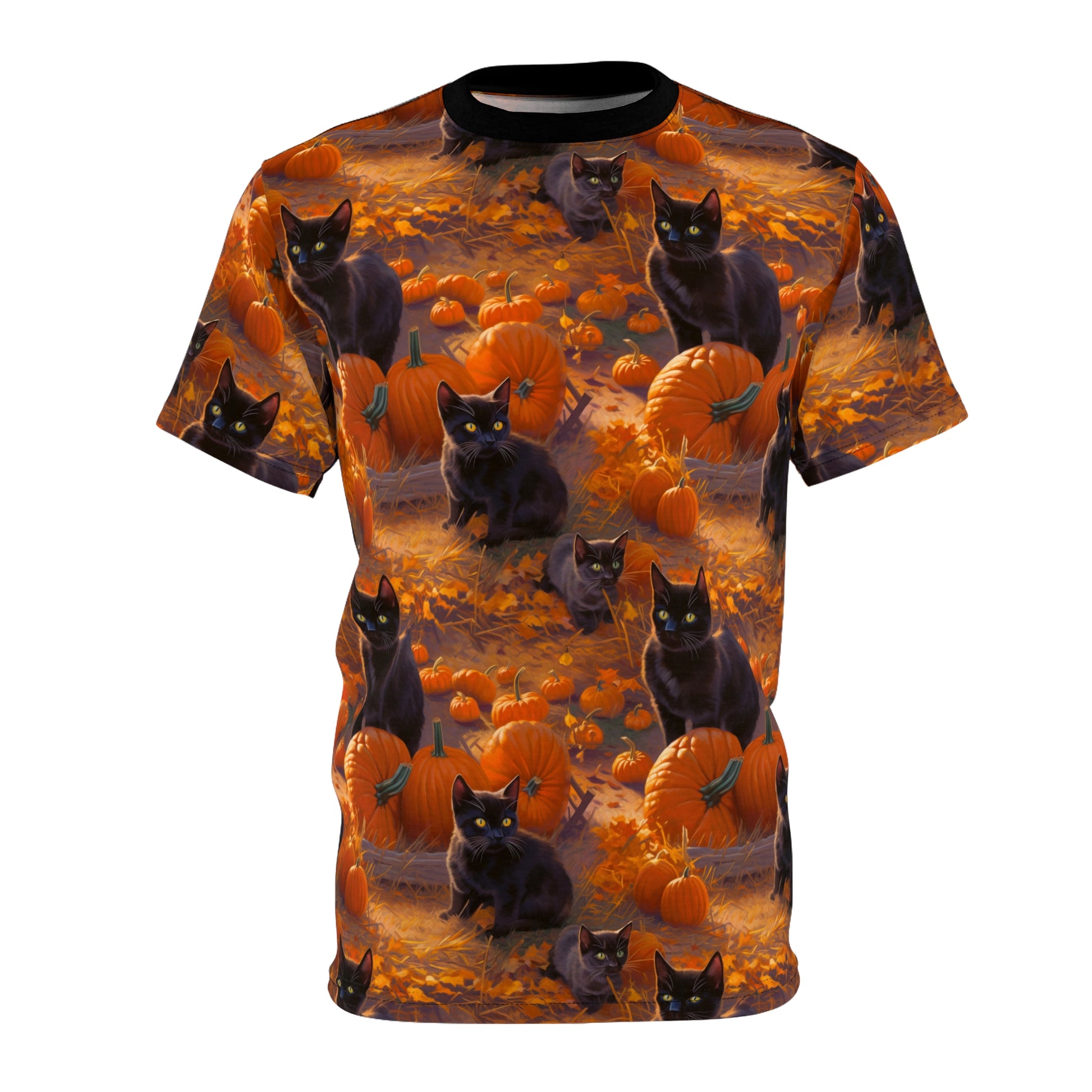 Black Cats in the Pumpkin Patch T-Shirt by Studio Ten Design
