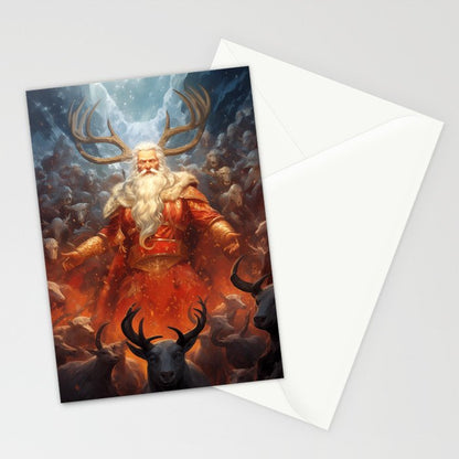 Fantasy Santa #1: Reindeer King Greeting Cards