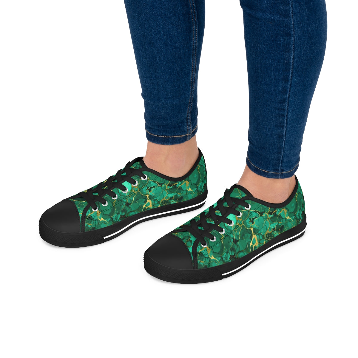 Faux Malachite Women's Low-Top Sneakers by Studio Ten Design