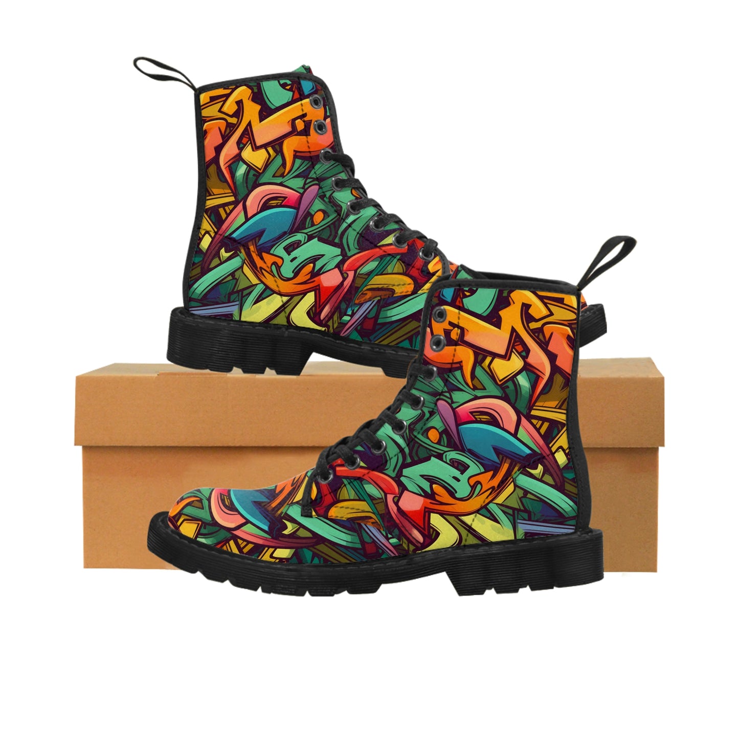 Graffiti Wildstyle (Vivid) Women's Canvas Boots by Studio Ten Design