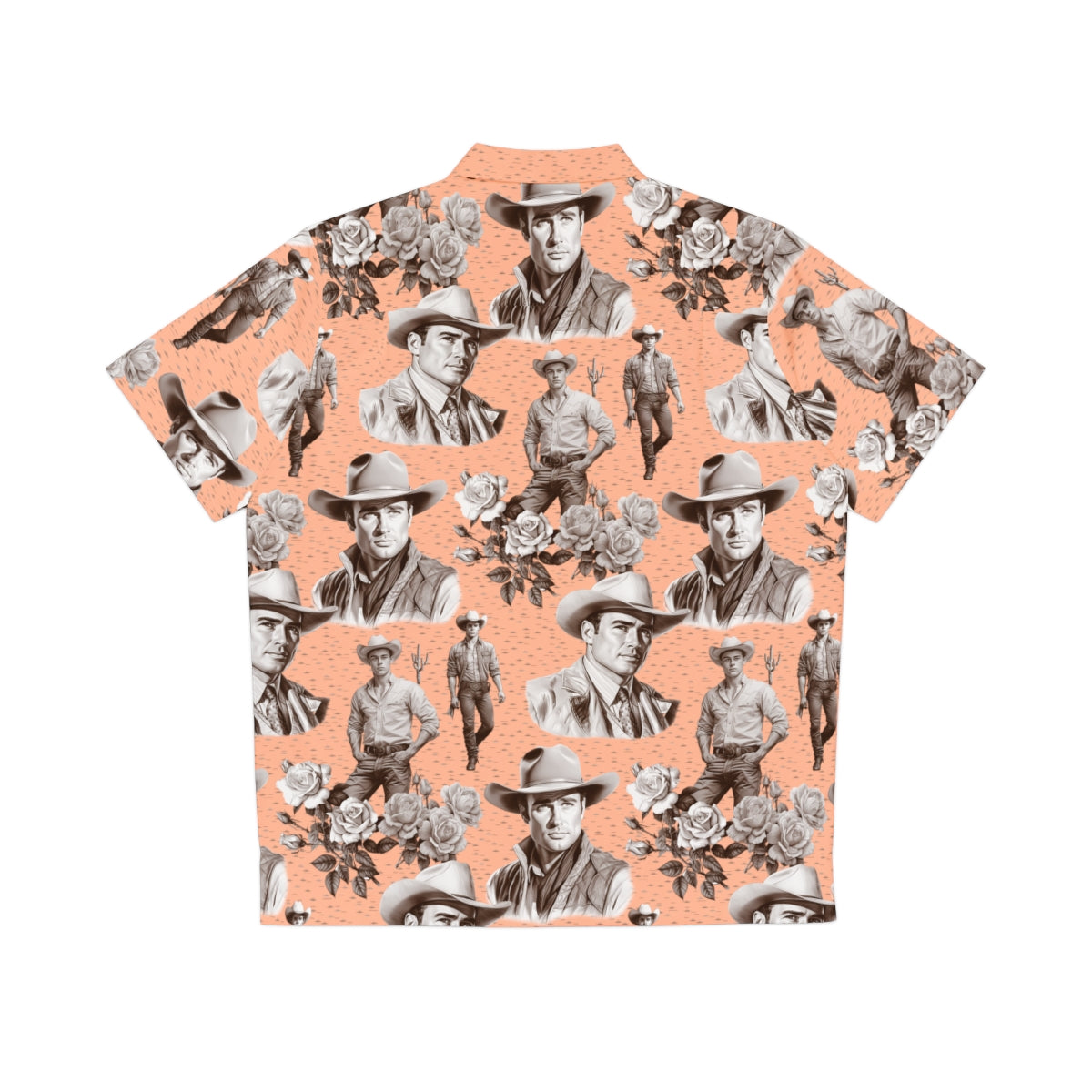 Handsome Cowboys Toile (Peach) Aloha Shirt by Studio Ten Design