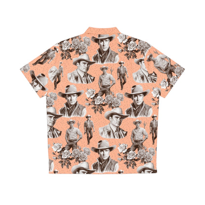 Handsome Cowboys Toile (Peach) Aloha Shirt by Studio Ten Design