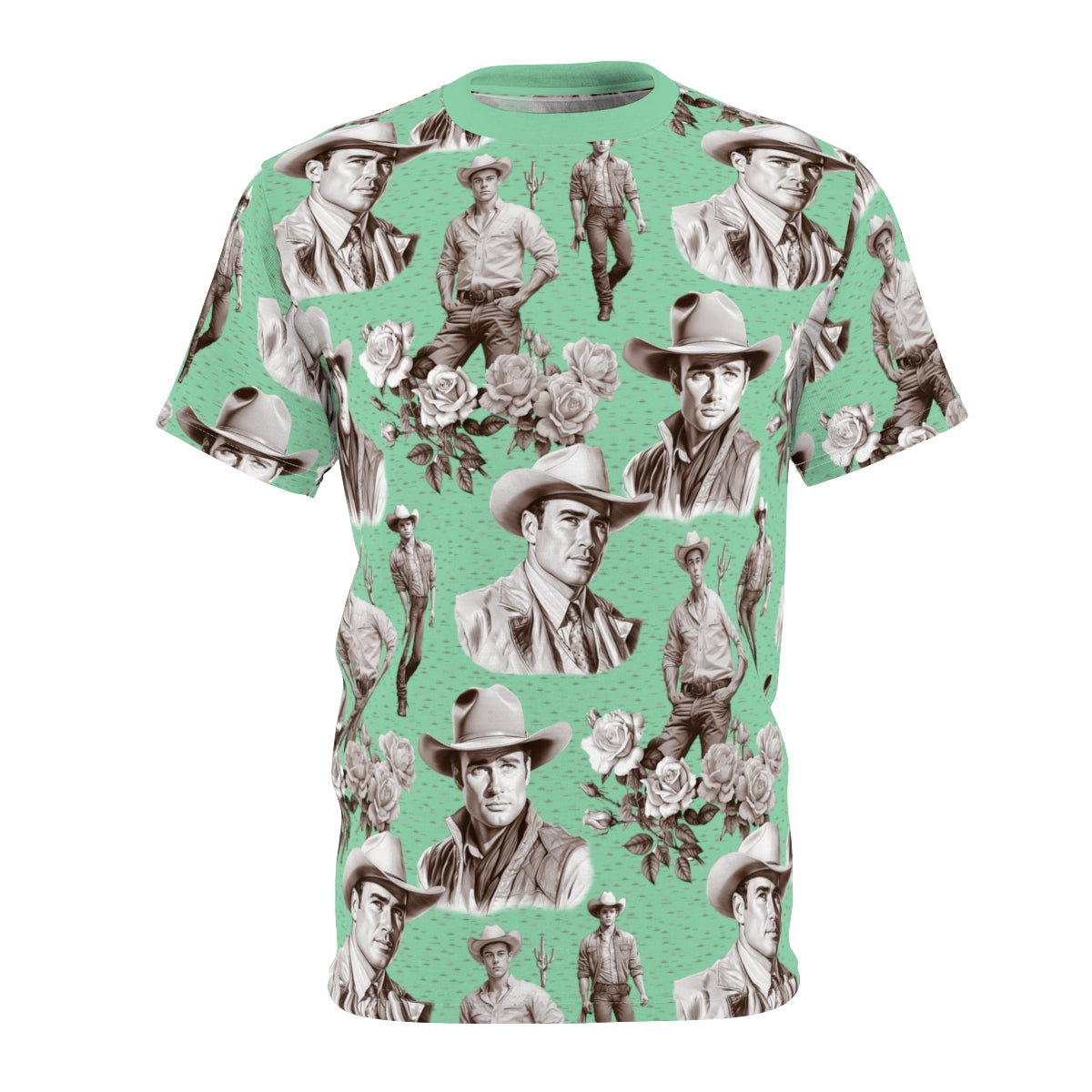 Handsome Cowboys Toile (Jade) T-Shirt by Studio Ten Design