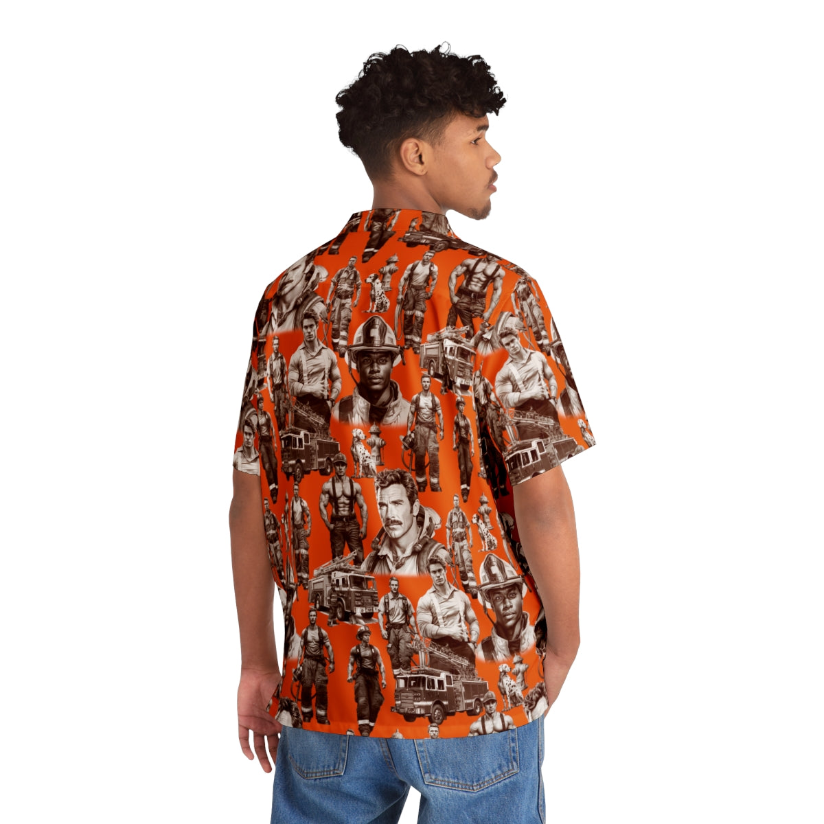 Handsome Fire Fighters (Orange) Aloha Shirt by Studio Ten Design