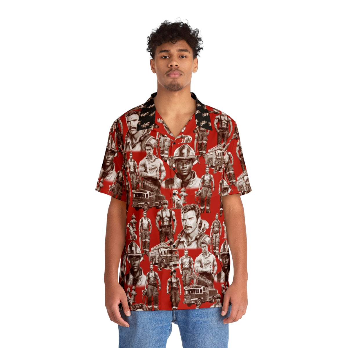 Handsome Fire Fighters (Poppy Red) Aloha Shirt by Studio Ten Design