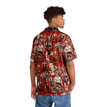 Handsome Fire Fighters (Poppy Red) Aloha Shirt by Studio Ten Design