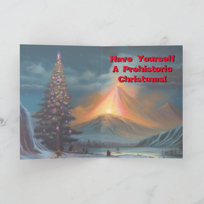 Prehistoric Christmas Folded Greeting Card