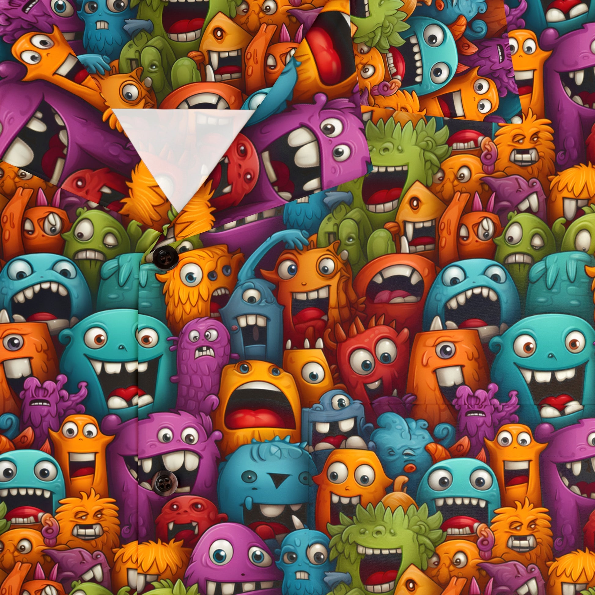 Monstrous Playmates Aloha Shirt Closeup - Studio Ten Design