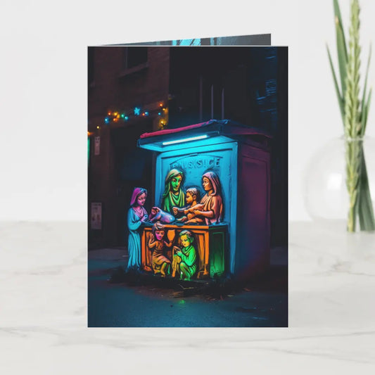 Neon Nativity Blank Card - WeirdJourney™