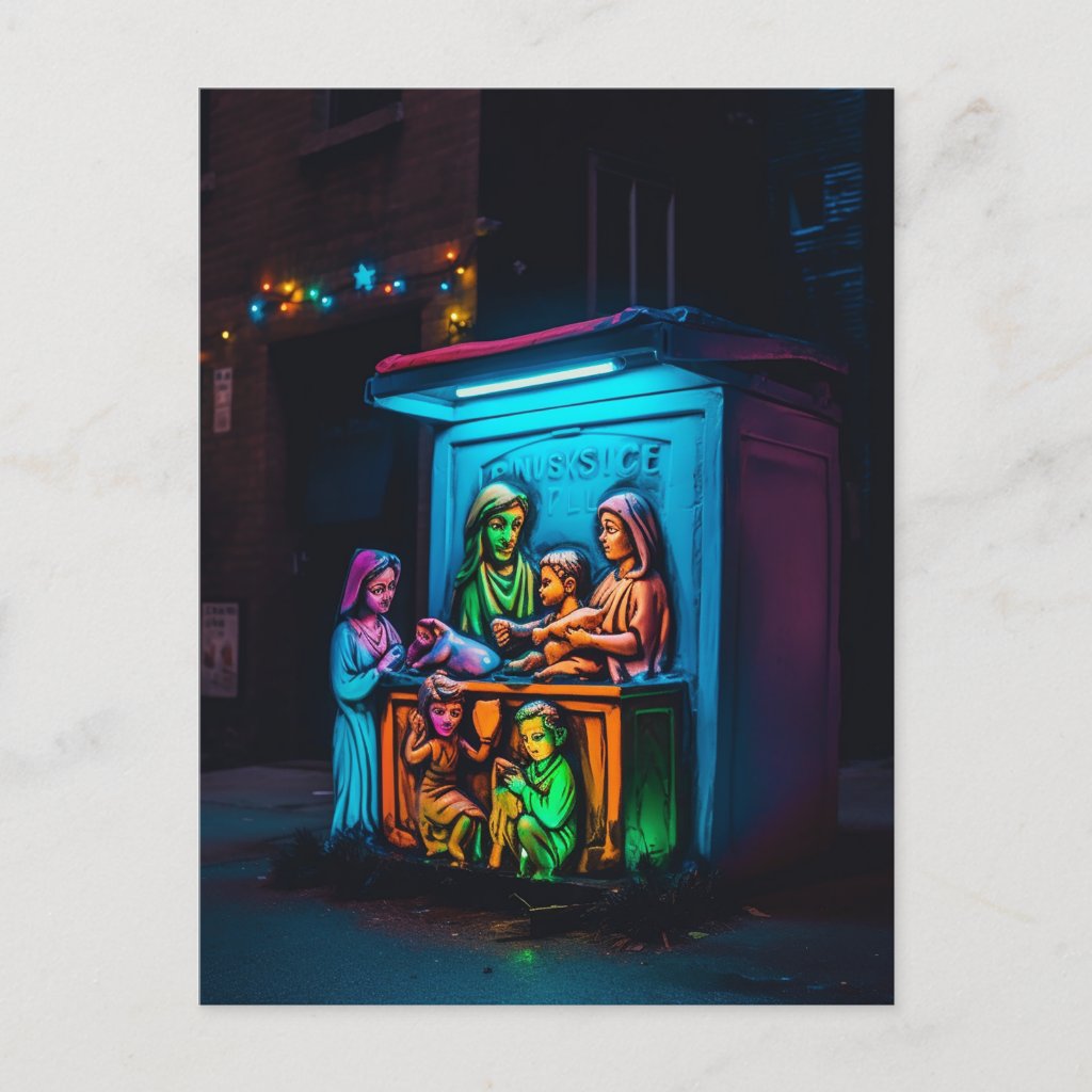 Neon Nativity Postcard - WeirdJourney™