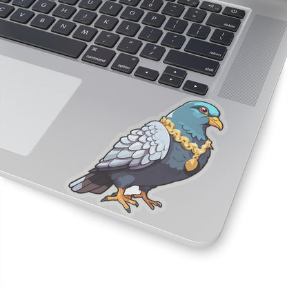 Flocka Flame Pigeon Rapper 4" Transparent Sticker by Studio Ten Design