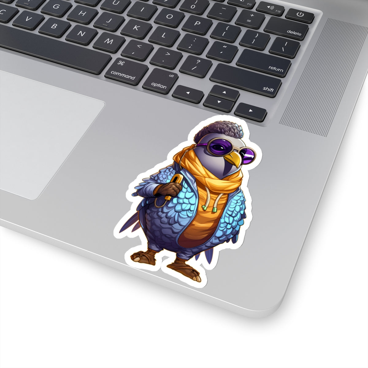 MC Coo Pigeon Rapper 4" White Sticker by Studio ten Design