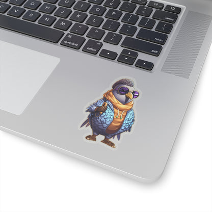 MC Coo Pigeon Rapper 3" Transparent Sticker by Studio ten Design