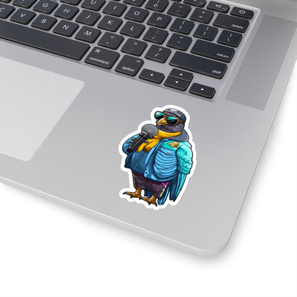 Notorious B.I.R.D. Pigeon Rapper 3" White Sticker by Studio Ten Design