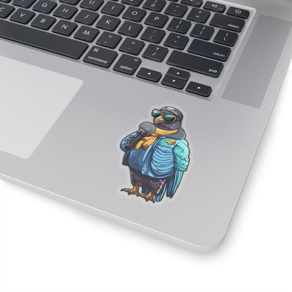 Notorious B.I.R.D. Pigeon Rapper 3" Transparent Sticker by Studio Ten Design