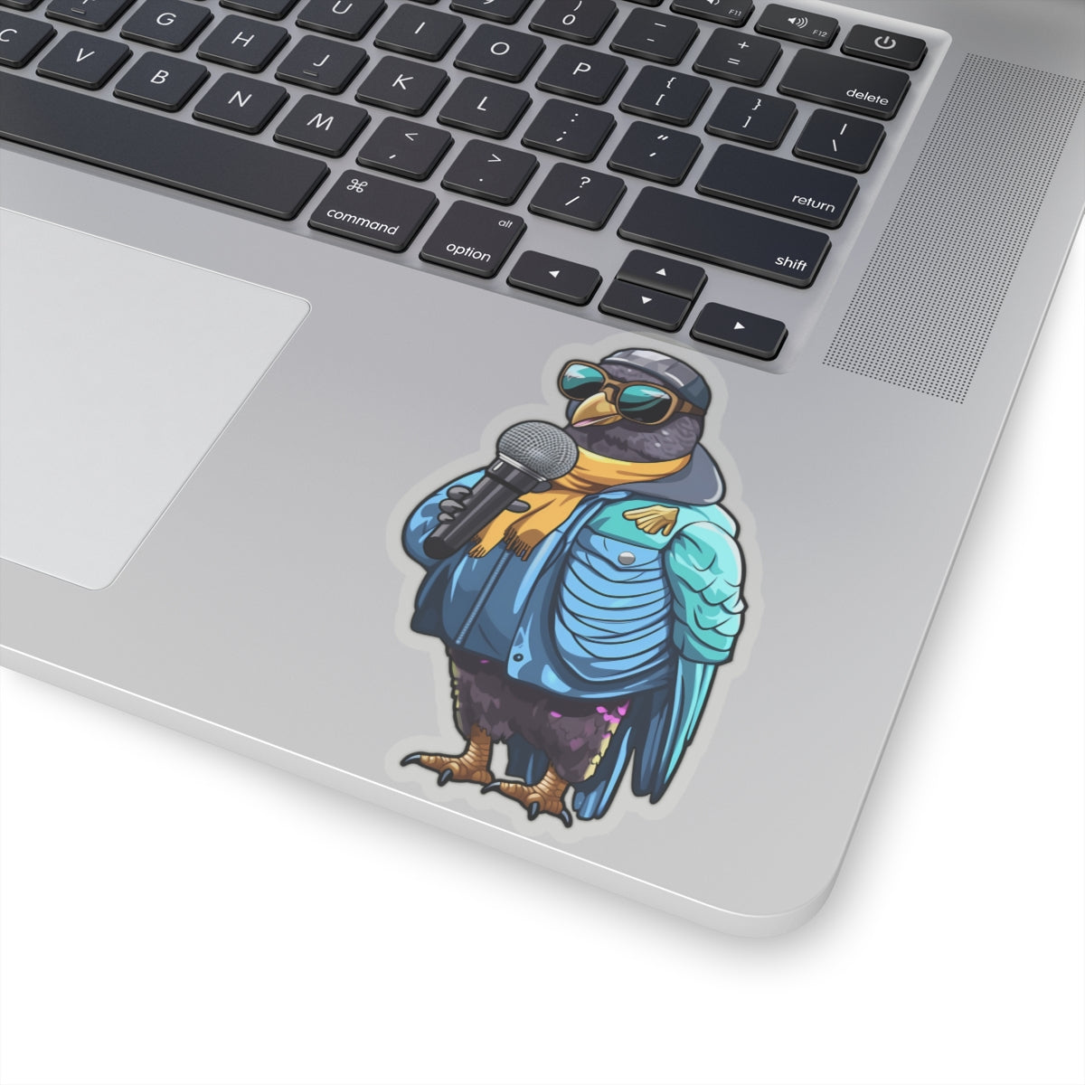 Notorious B.I.R.D. Pigeon Rapper 4" Transparent Sticker by Studio Ten Design