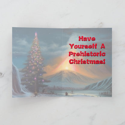 Prehistoric Christmas Greeting Card - WeirdJourney™