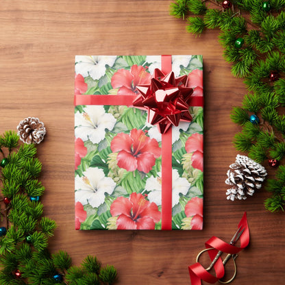 Holiday Hibiscus Wrapping Paper Roll