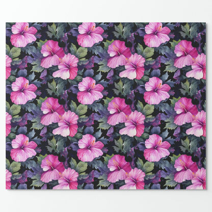 Watercolor Hibiscus (Dark #3) Wrapping Paper Roll
