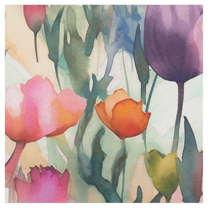 Watercolor Tulips (Light) Combed Cotton Printed Fabric