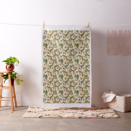 Watercolor Daisies (Light) Printed Fabric - In situ
