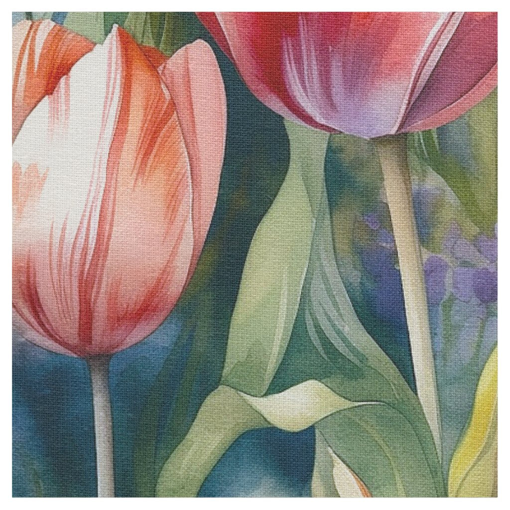 Watercolor Tulips (Vivid) Printed Fabric