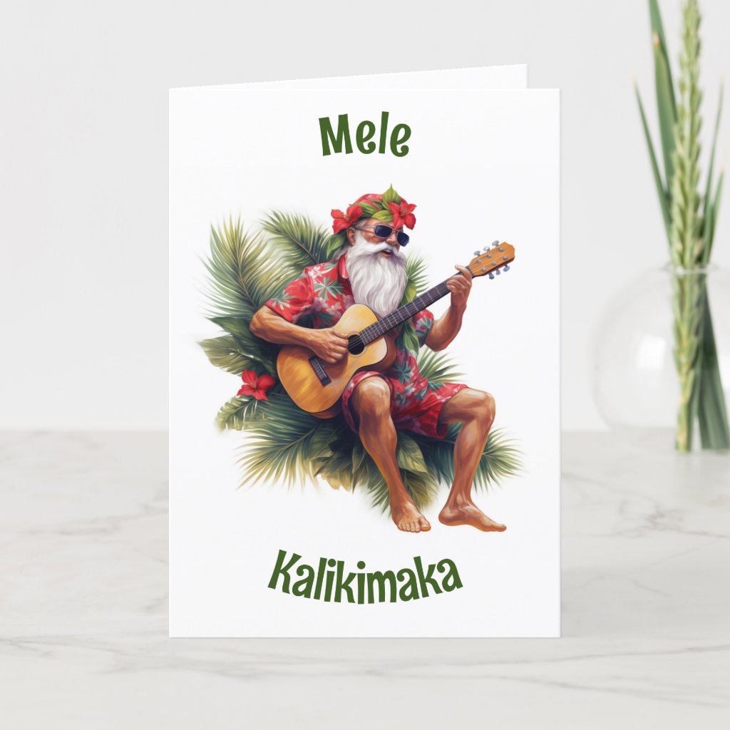 Mele Kalikimaka Santa Greeting Card