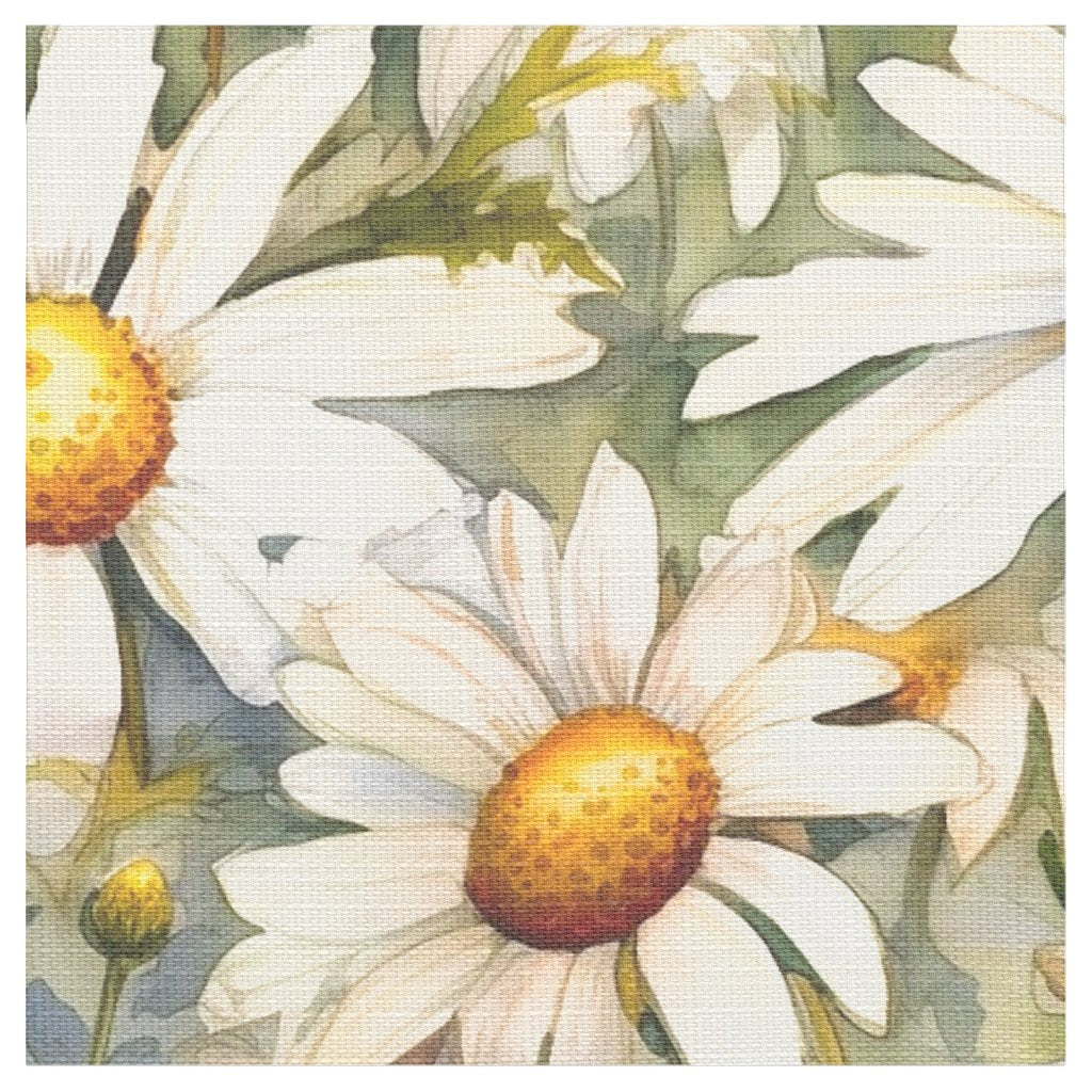 Watercolor Daisies (Light) Printed Polyester Weave Fabric