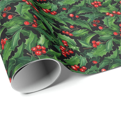 Holly Wrapping Paper Roll