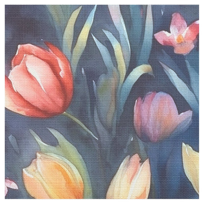 Watercolor Tulips (Abstract) Polyester Weave Printed Fabric
