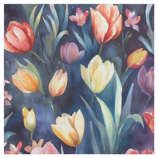 Tela estampada con tulipanes en acuarela (abstracto)