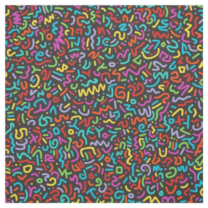 Doodle (Multi on Black) Printed Fabric - 9 x 9 inch Swatch