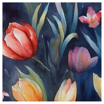 Watercolor Tulips (Abstract) Polyester Poplin Printed Fabric