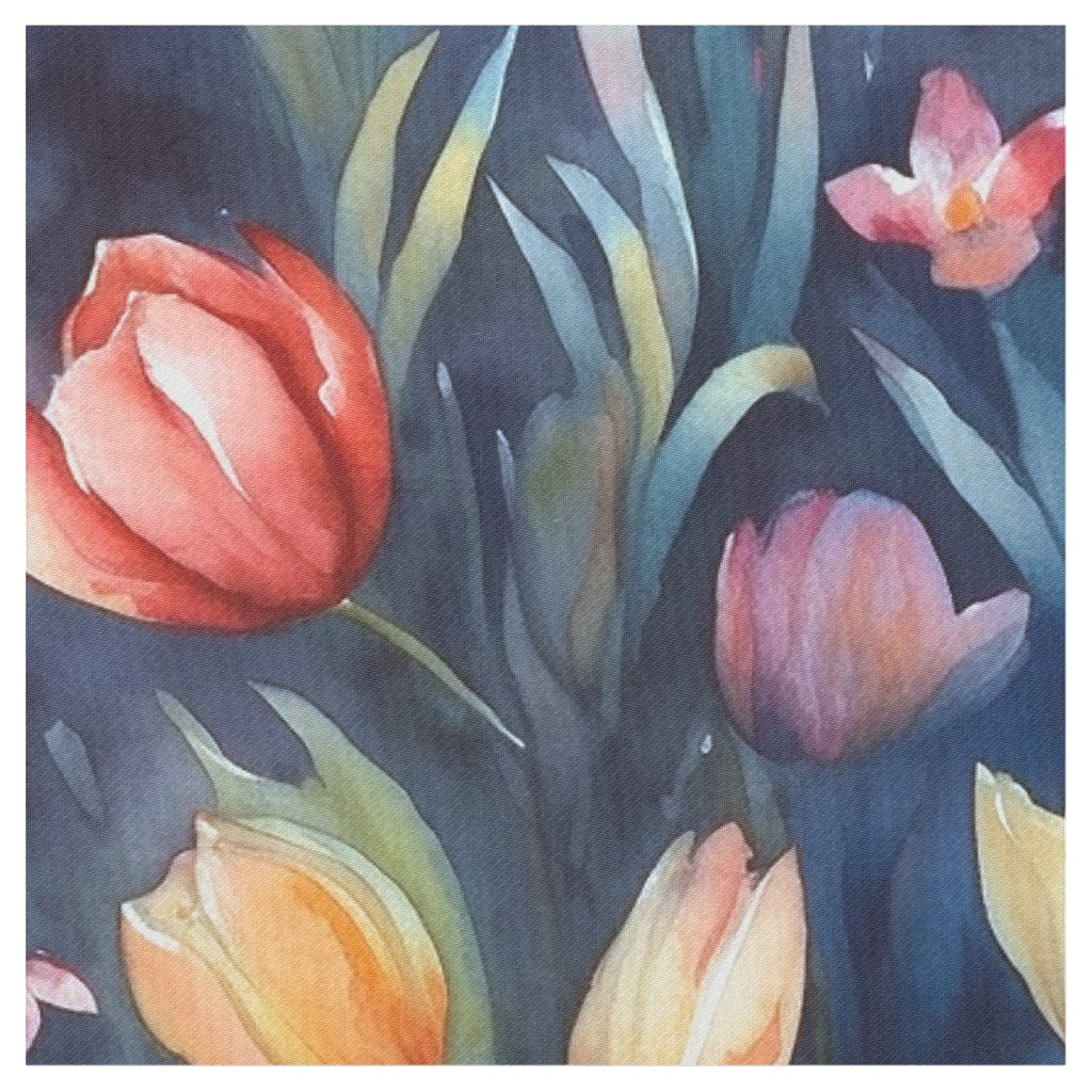 Watercolor Tulips (Abstract) Pima Cotton Printed Fabric
