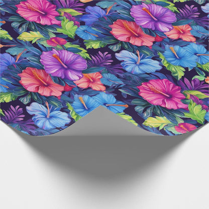 Watercolor Hibiscus (Dark #4) Wrapping Paper Roll