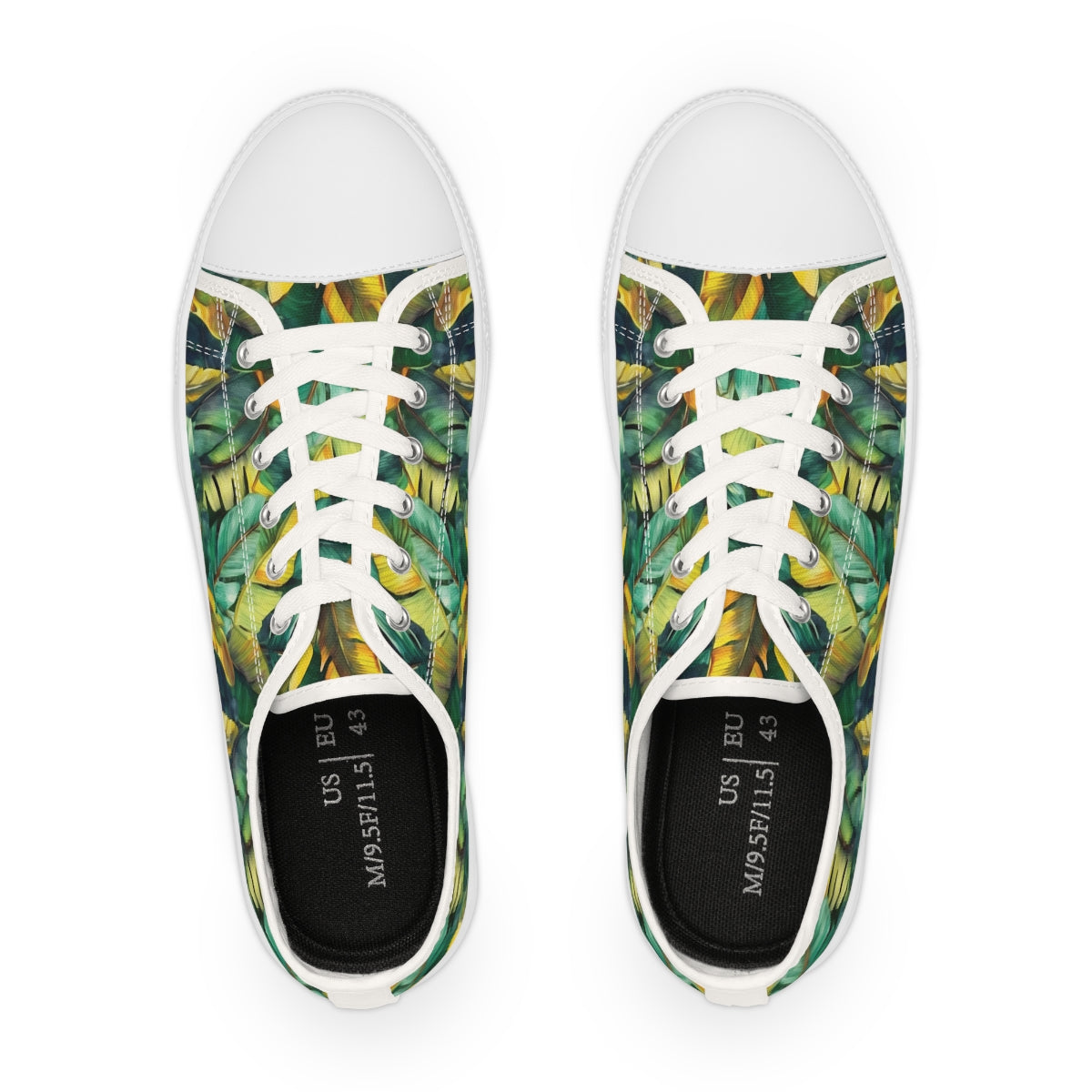 Watercolor Banana Leaves (Dark) Men's Low-Top Sneakers