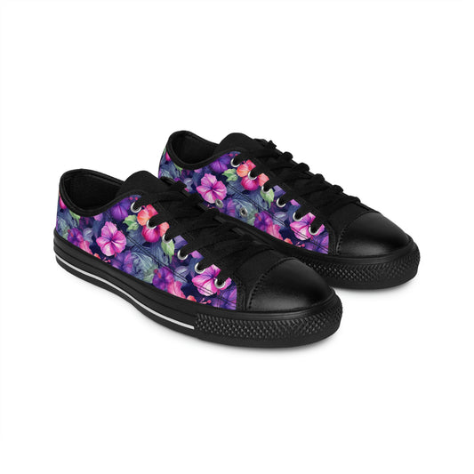 Watercolor Hibiscus (Dark I) Women's Classic Sneakers by Studio Ten Design