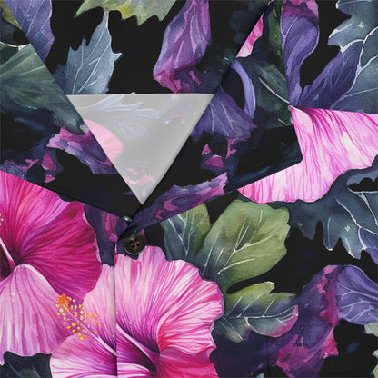 Watercolor Hibiscus (Dark III) Aloha Shirt by Studio Ten Design