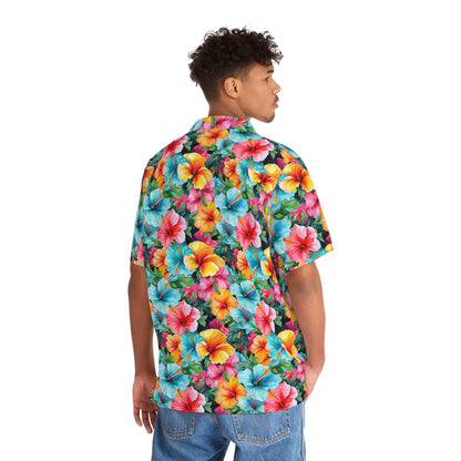 Watercolor Hibiscus (Light II) Aloha Shirt by Studio Ten Design