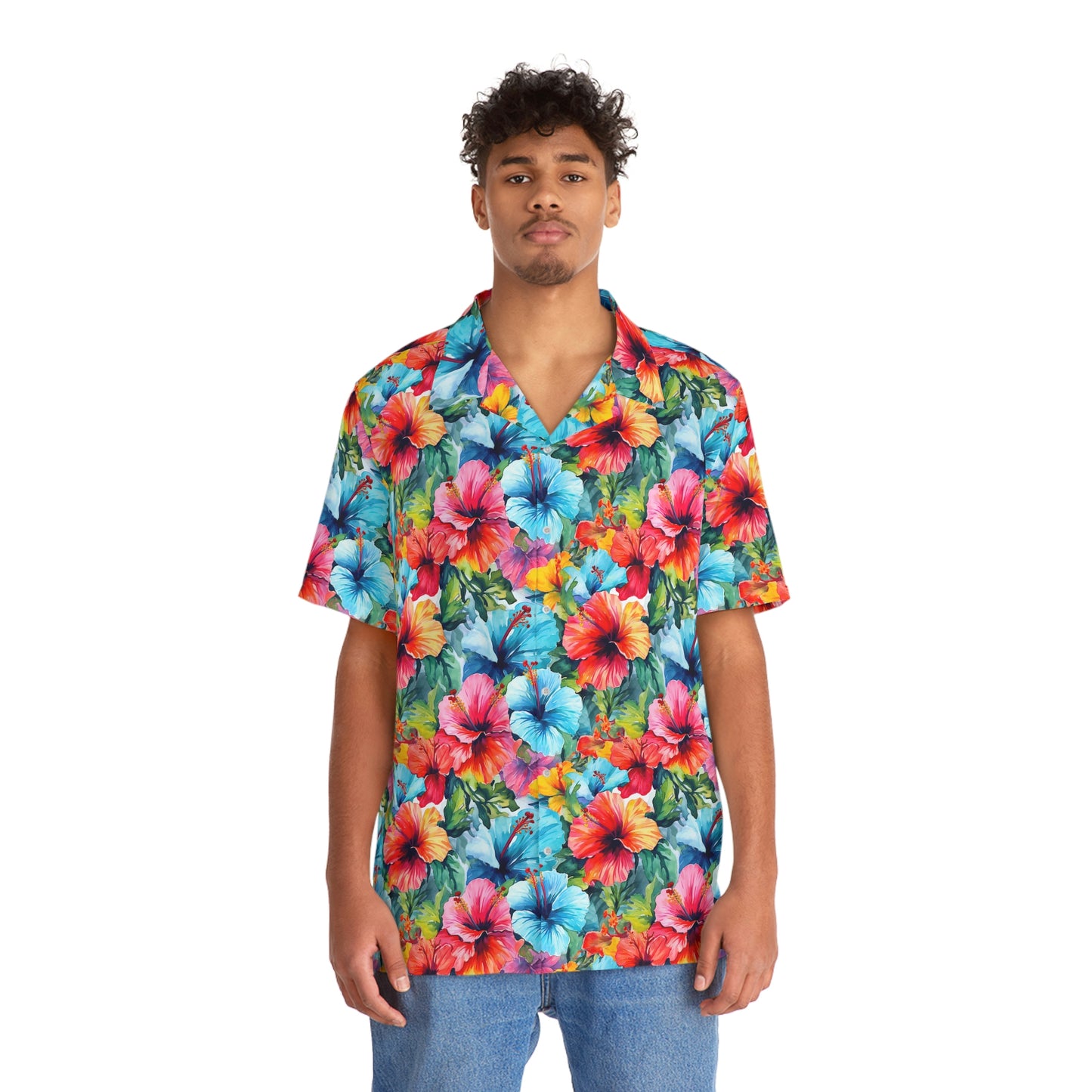 Watercolor Hibiscus (Light IV) Aloha Shirt by Studio Ten Design