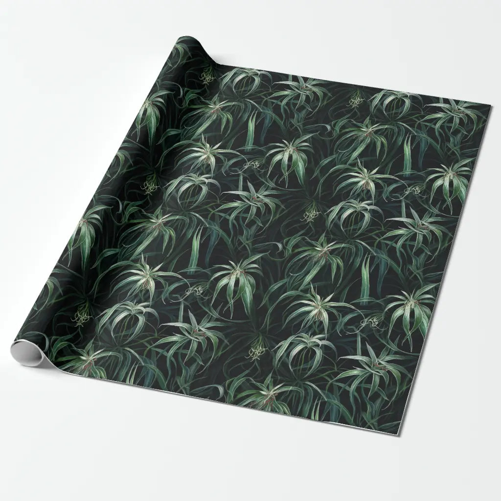 Watercolor Spider Plant (Dark) Printed Fabric by Studio Ten Design