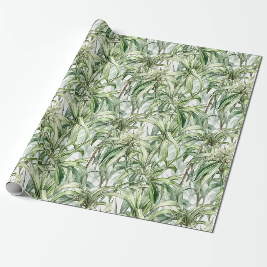 Watercolor Spider Plant (Light) Printed Fabric by Studio Ten Design