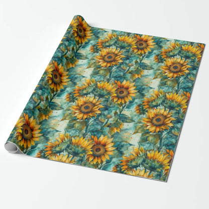 Watercolor Sunflowers (Light) Printed Fabric by Studio Ten Design
