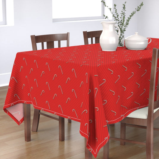 Candy Canes & Red Stripes Square or Rectangular Tablecloth